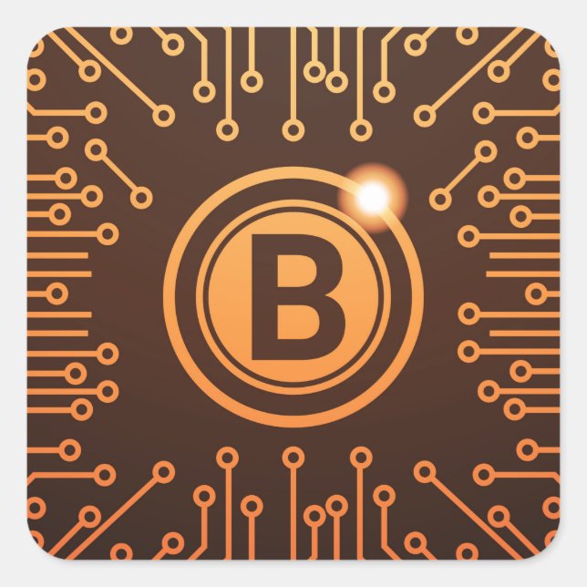 Bitcoin BTC Cryptocurrency Blockchain Square Sticker (Front)