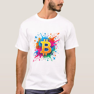 Bitcoin BTC Cryptocurrency logo Colour Splash T-Shirt