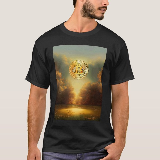 Bitcoin BTC Natural Landcreated Sun Light Peaceful T-Shirt (Front)