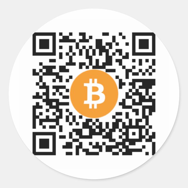Bitcoin (BTC) Wallet QR Code Sticker - Round (Front)