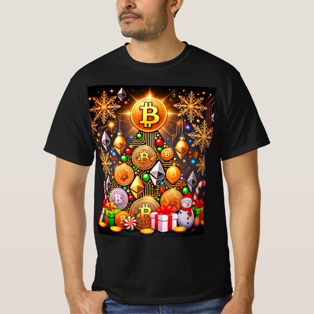 Bitcoin Christmas Tree T-Shirt (Front)