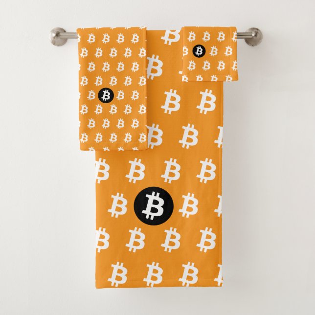 Bitcoin Classic Orange Bath Towel Set (Insitu)