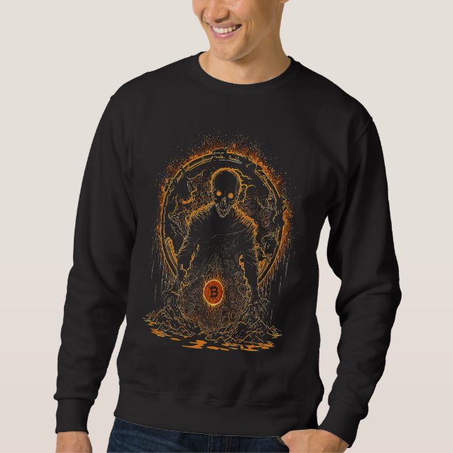 Bitcoin Coin Crypto Illustration Dark Black  1 Sweatshirt (Front)