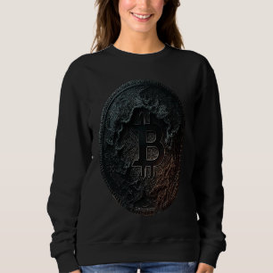 Bitcoin Coin Crypto Illustration Dark Black Sweatshirt