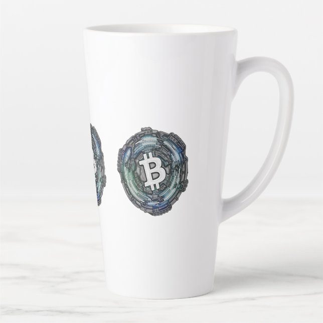BITCOIN Crypto Coin Logo BTC Cryptocurrency Trader Latte Mug (Right)