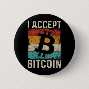 Bitcoin Crypto I Accept Bitcoin Retro Vintage 6 Cm Round Badge