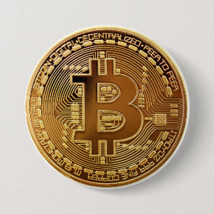 Bitcoin Crypto Large Coin Button Cool Funny