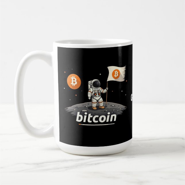 Bitcoin Crypto Moon Astronaut Design BTC  Coffee Mug (Left)