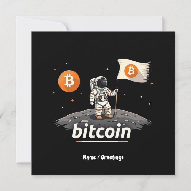 Bitcoin Crypto Moon Astronaut Design BTC  Invitation (Front)