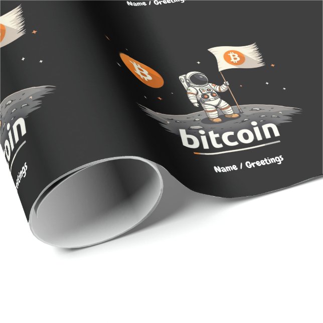 Bitcoin Crypto Moon Astronaut Design BTC  Wrapping Paper (Roll Corner)