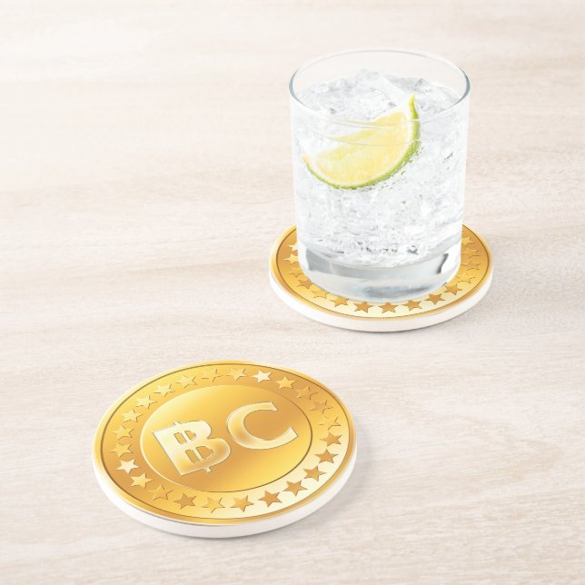 Bitcoin Currency - Round M4 boxes Coaster (Side)