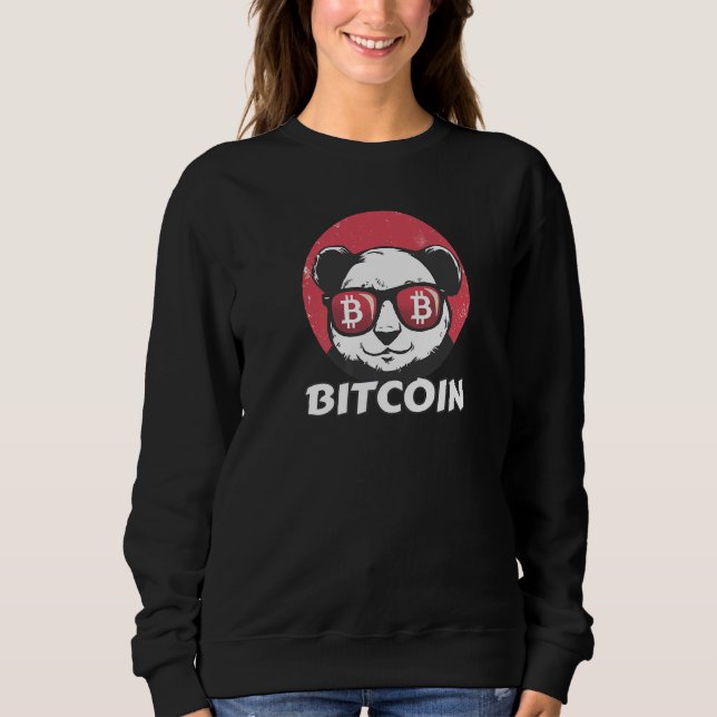 Bitcoin Cute Crypto Panda Sun Glasses Retro Sweatshirt (Front)
