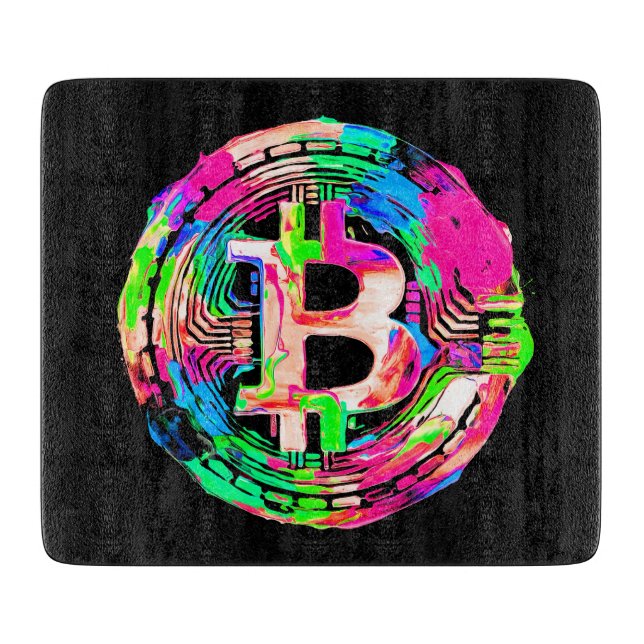 "Bitcoin Cypherpunk" Oil Painting Cutting Board (Front)