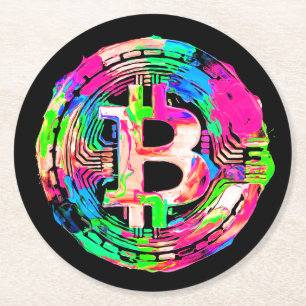 "Bitcoin Cypherpunk" Oil Painting Round Paper Coaster