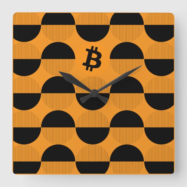 Bitcoin Designer Watch Square Wall Clock (Front)