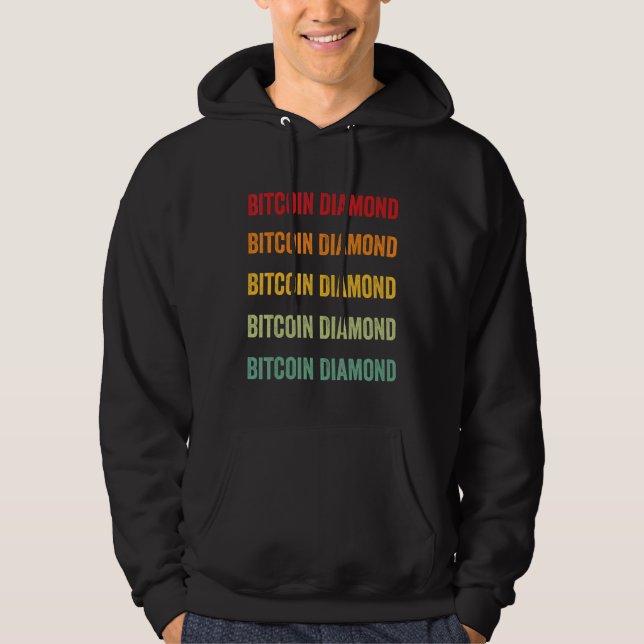 Bitcoin Diamond Crypto Rainbow Text Design Hoodie (Front)