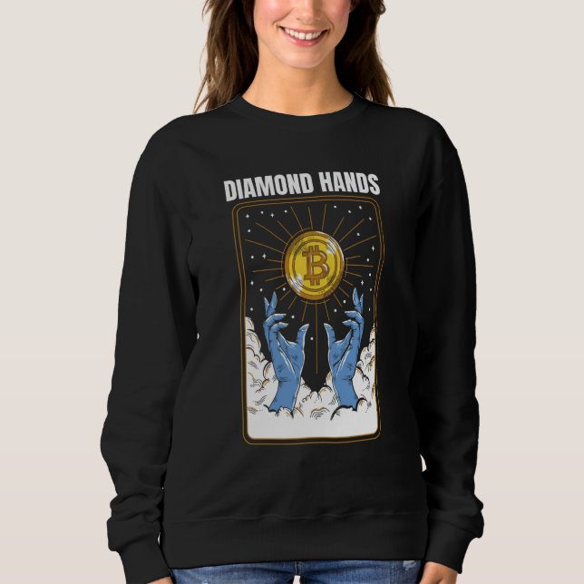 Bitcoin Diamond Hand Meme Crypto Hodl WSB Sweatshirt (Front)