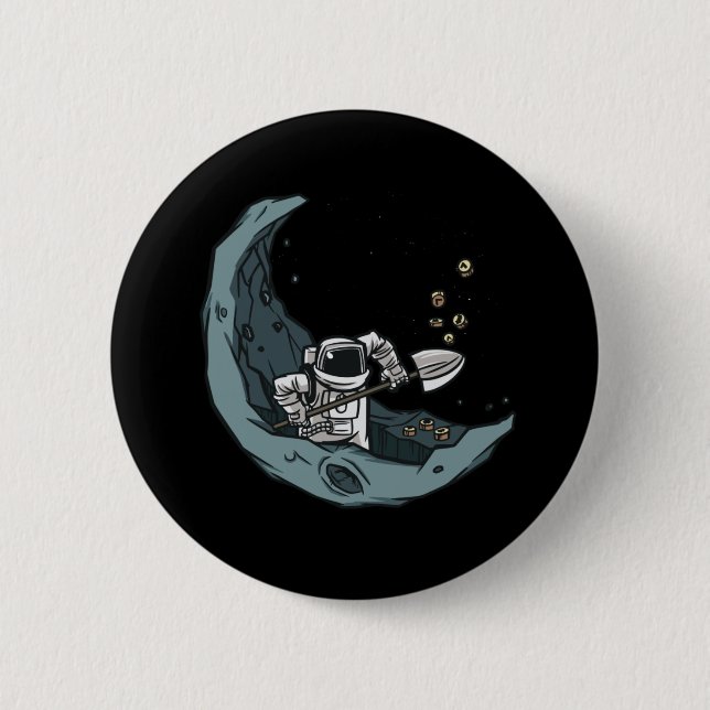 Bitcoin Digger, Astronaut Crypto Miner 6 Cm Round Badge (Front)