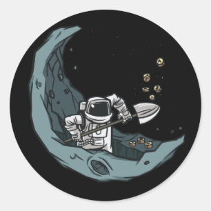 Bitcoin Digger, Astronaut Crypto Miner Classic Round Sticker