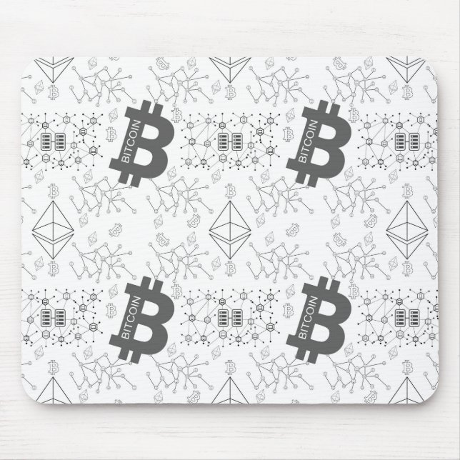 Bitcoin Digital Cryptocurrency Black & White Mouse Pad (Front)