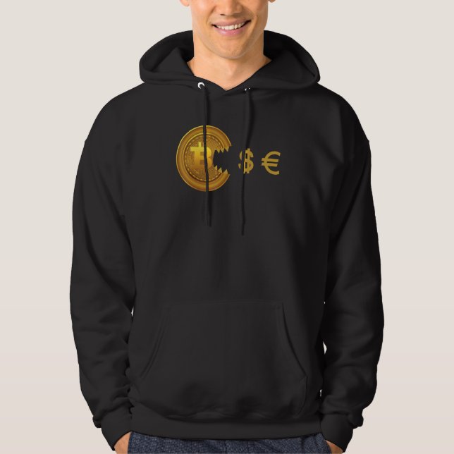Bitcoin Eats Dollar Cryptocurrency Bitcoin Hoodie (Front)