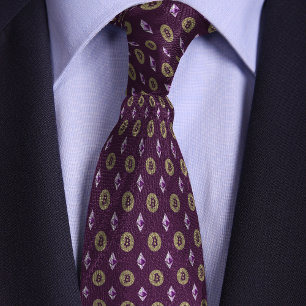 Bitcoin Ethereum Cryptocurrecy Icons Pattern Tie