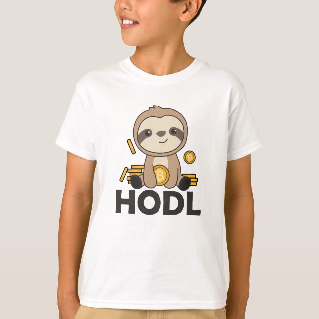 Bitcoin Faultier Coins Hold Digital Currency T-Shirt (Front)