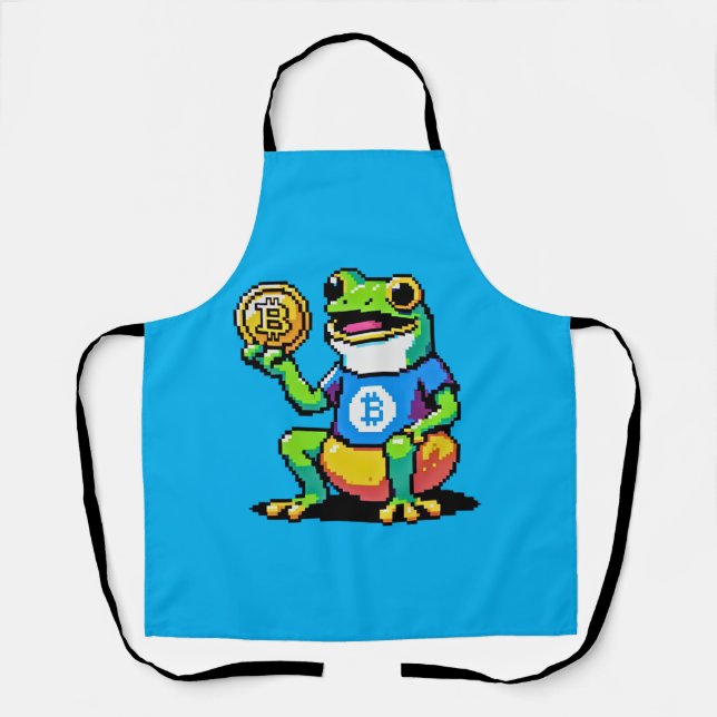 Bitcoin Frog - 8-Bit Crypto Journey Apron (Front)