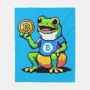 Bitcoin Frog - 8-Bit Crypto Journey Fleece Blanket