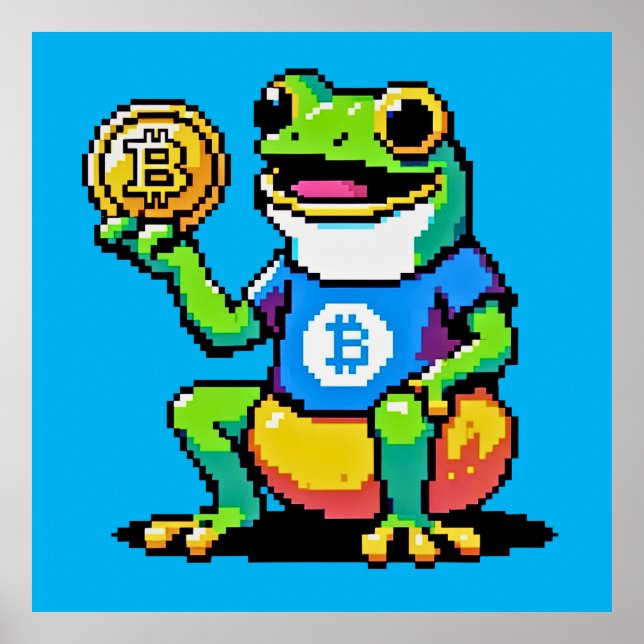 Bitcoin Frog - 8-Bit Crypto Journey Poster (Front)