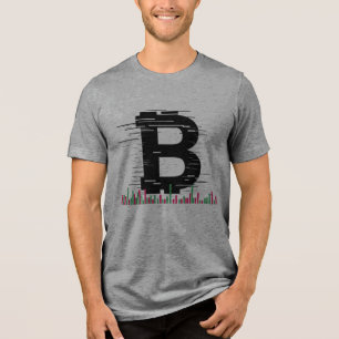 Bitcoin Glitch Candlestick Chart Crypto Trading Tri-Blend Shirt