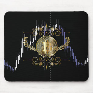 Bitcoin Gold Coin Black Blue White Mouse Pad
