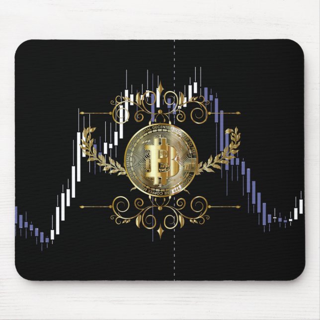 Bitcoin Gold Coin Black Blue White Mouse Pad (Front)