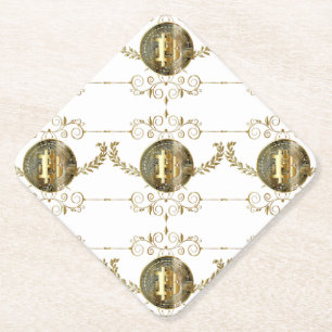 Bitcoin Gold Coin Crypto Money White Paper Coaster
