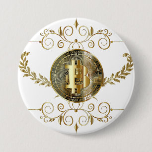 Bitcoin Gold Coin White Digital Money 7.5 Cm Round Badge