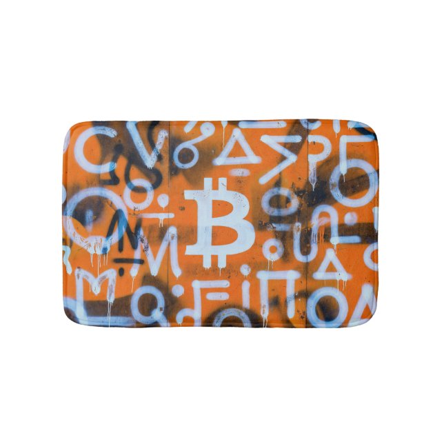 "Bitcoin Graffiti" (Style #1) Street Art Bath Mat (Front)