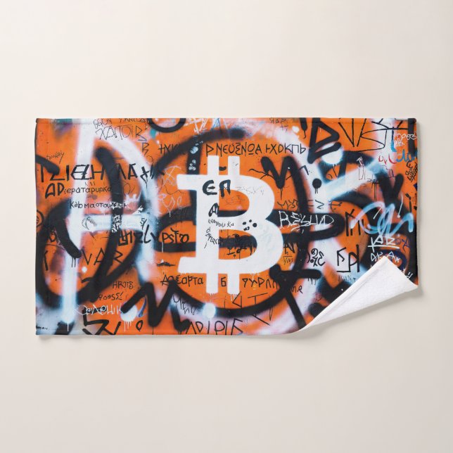 "Bitcoin Graffiti" (Style #4) Street Art Hand Towel (Hand Towel)