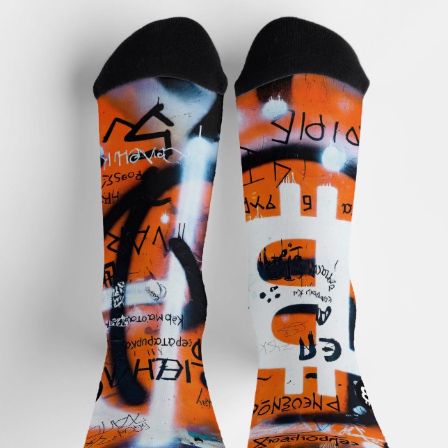 "Bitcoin Graffiti" (Style #4) Street Art Socks (Top)