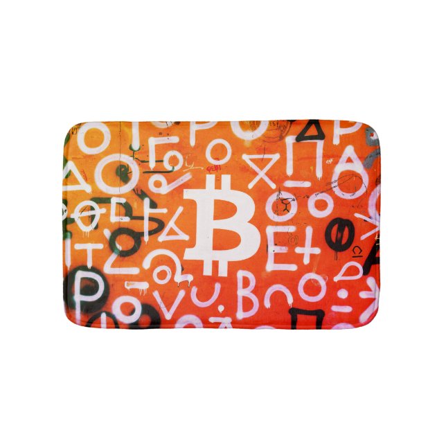 "Bitcoin Graffiti" (Style #7) Street Art Bath Mat (Front)