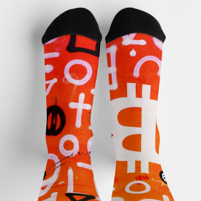 "Bitcoin Graffiti" (Style #7) Street Art Socks (Top)