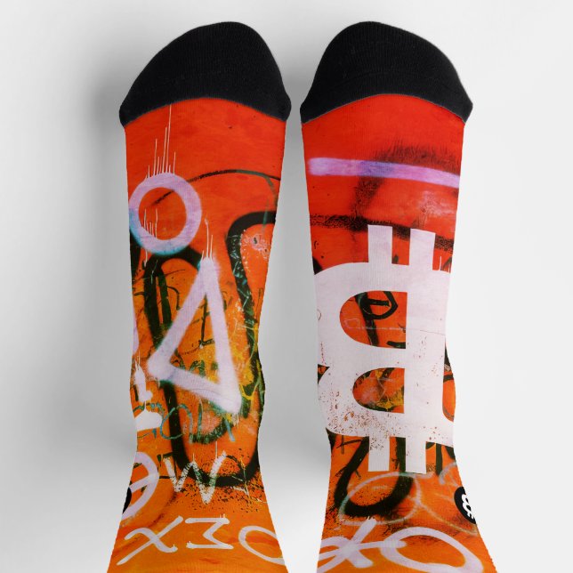 "Bitcoin Graffiti" (Style #9) Street Art Socks (Top)