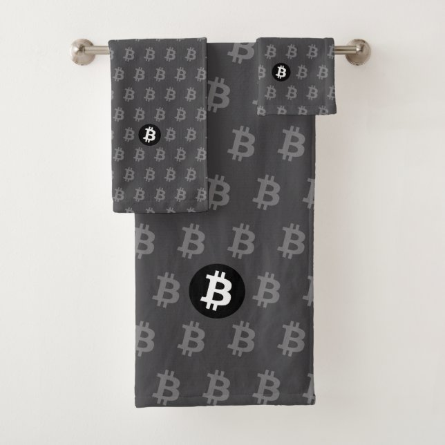 Bitcoin Grey Bath Towel Set (Insitu)