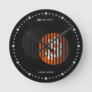 Bitcoin Halving 2028 (Style: 1 / Classic Orange) Round Clock