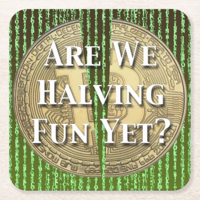 Bitcoin Halving Event Square Paper Coaster (Front)