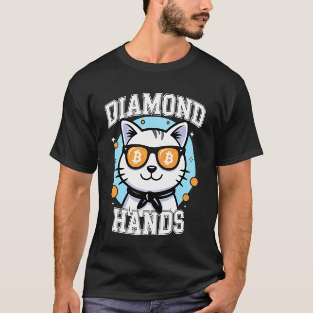 Bitcoin HODL Cat Diamond Hands 1 T-Shirt (Front)