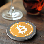 Bitcoin Icon in orange and grey - cryptocurrency Coaster<br><div class="desc">A modern drawing of a cryptocurrency. Crypto theme design for a fun gift! If you need to move items around,  click on the design area to make changes.</div>