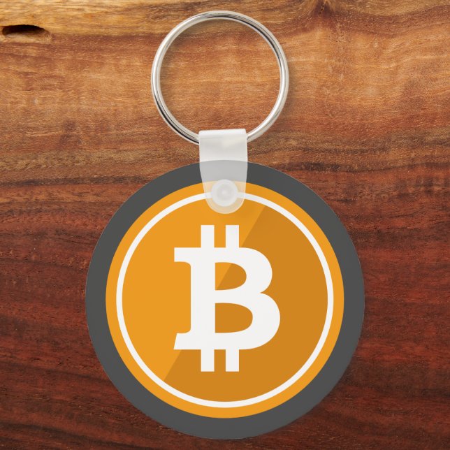 Bitcoin Icon in orange and grey - cryptocurrency Key Ring (Front)