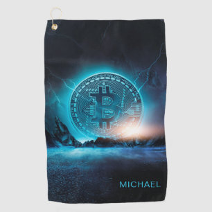 Bitcoin Landing Crypto BTC Personalised Name Golf Towel