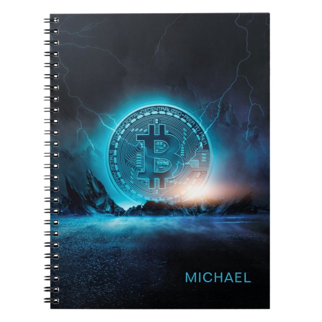 Bitcoin Landing Crypto BTC Personalized Name Notebook (Front)
