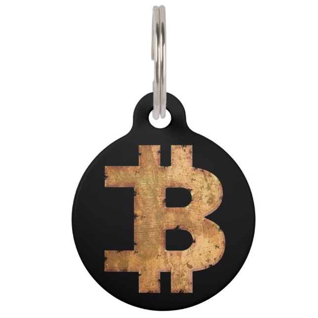 bitcoin letter b vintage cryptocurrency gift   pet tag (Front)